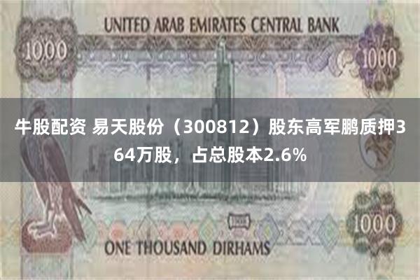 牛股配资 易天股份（300812）股东高军鹏质押364万股，占总股本2.6%