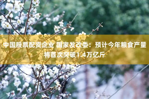 中国股票配资企业 国家发改委：预计今年粮食产量将首次突破1.4万亿斤